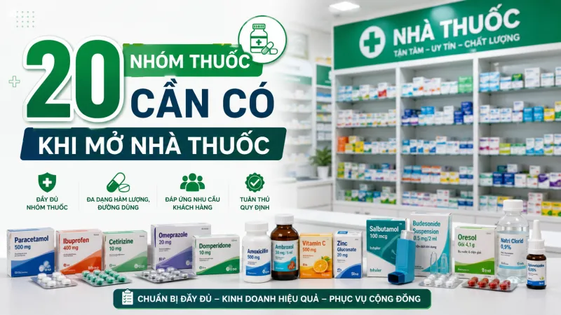 TOP 20 NHÓM THUỐC CẦN CÓ KHI MỞ NHÀ THUỐC